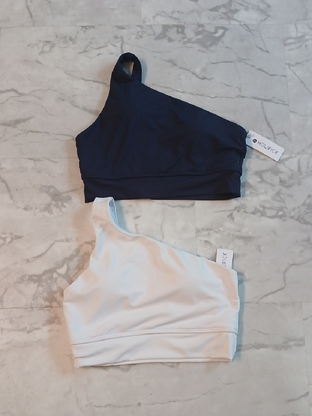 Holipick One-Shoulder Swim Top INavy Or White
